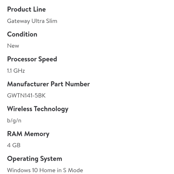 Gateway 14.1" Ultra Slim Notebook, FHD, Intel Celeron, Dual Core, 4GB/64GB - Picture 9 of 9